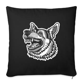 Tête de chien de berger allemand - Housse de coussin décorative 45 x 45 cm - noir - Devant