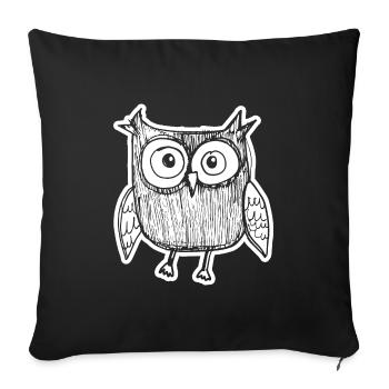 hibou hibou hibou oiseau - Housse de coussin décorative 45 x 45 cm - noir - Devant