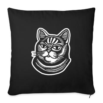 Cat Cats Cat Face - Sofa pillowcase 17,3'' x 17,3'' (45 x 45 cm) - black - Front