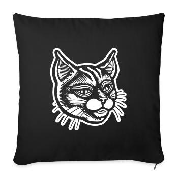 Cat Cats Cat Face - Sofa pillowcase 17,3'' x 17,3'' (45 x 45 cm) - black - Front