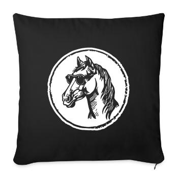 Cheval Chevaux Équitation Cavalier - Housse de coussin décorative 45 x 45 cm - noir - Devant