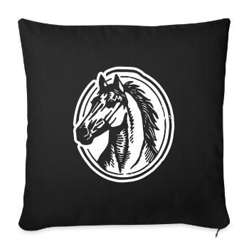 Cheval Chevaux Équitation Cavalier - Housse de coussin décorative 45 x 45 cm - noir - Devant