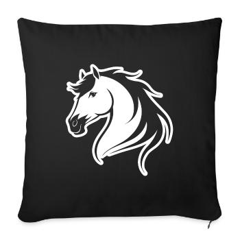 Cheval Équitation Équitation - Housse de coussin décorative 45 x 45 cm - noir - Devant