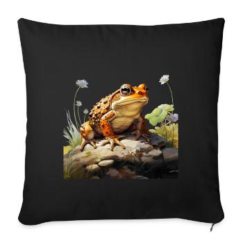 Crapaud en position tapie - Housse de coussin décorative 45 x 45 cm - noir - Devant