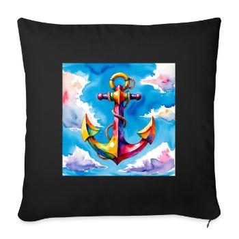 Colorful watercolor anchor in the sky - Sofa pillowcase 17,3'' x 17,3'' (45 x 45 cm) - black - Front