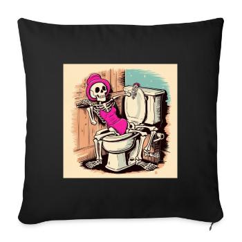 Skelett im Badezimmer mit Badeanzug - Sofakissenbezug 45 x 45 cm - Schwarz - Vorne
