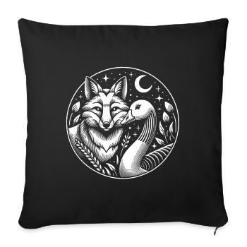 Renard et oie dans l’amitié, l’amour et la paix - Housse de coussin décorative 45 x 45 cm - noir - Devant