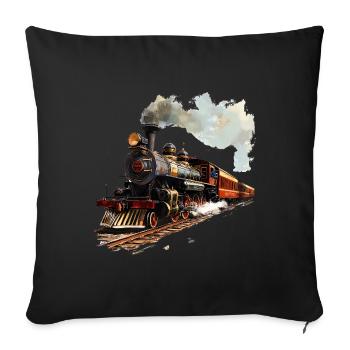 Les locomotives à vapeur réveillent des souvenirs d’enfance - Housse de coussin décorative 45 x 45 cm - noir - Devant