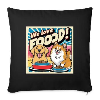 Comic Dogs - We Love Food - Sofakissenbezug 45 x 45 cm - Schwarz - Vorne
