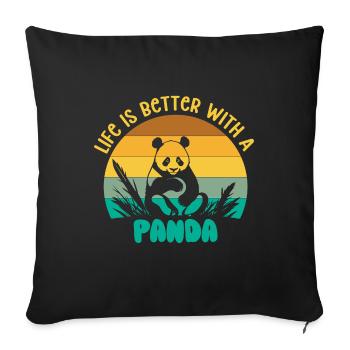 Panda Cadeau Panda Ours Animal Dicton Idée Cadeau - Housse de coussin décorative 45 x 45 cm - noir - Devant