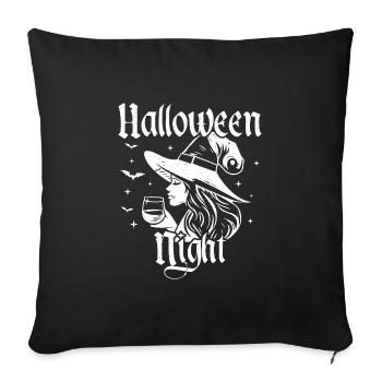 Nuit d’Halloween Sorcière Cadeau Chauve-souris - Housse de coussin décorative 45 x 45 cm - noir - Devant