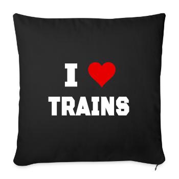 I love trains - Sofa pillowcase 17,3'' x 17,3'' (45 x 45 cm) - black - Front