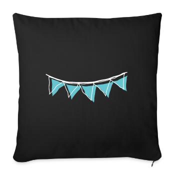 Wimpel Girlande _outline_white_blue - Sofakissenbezug 45 x 45 cm - Schwarz - Vorne