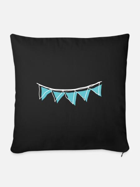Pennant Garland _outline_white_blue - Sofa pillowcase 17,3'' x 17,3'' (45 x 45 cm) - black