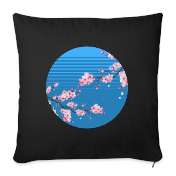 Cherry Blossom Japanese Tree Sakura Retro - Sofa pillowcase 17,3'' x 17,3'' (45 x 45 cm) - black - Front