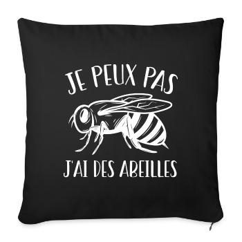 Je peux pas j'ai des abeilles, humour d'apiculteur - Housse de coussin décorative 45 x 45 cm - noir - Devant