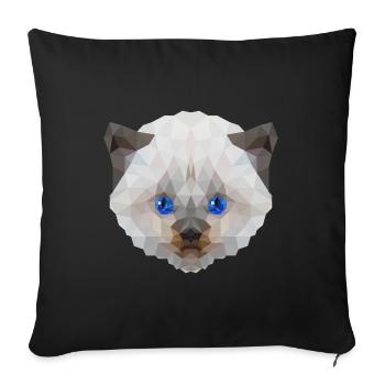 Weiße Katze miaut - süßes Motiv im Polygonstyle - Sofakissenbezug 45 x 45 cm - Schwarz - Vorne