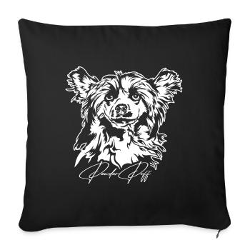 POWDER PUFF Chinese Crested Dog Portrait Wilsigns - Sofa pillowcase 17,3'' x 17,3'' (45 x 45 cm) - black - Front