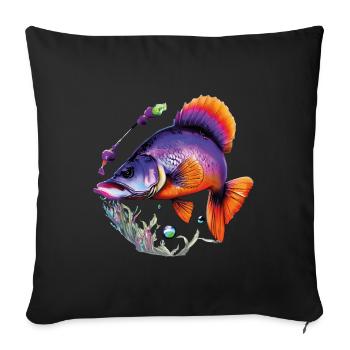 Dive into the colorful world of tropical fish - Sofa pillowcase 17,3'' x 17,3'' (45 x 45 cm) - black - Front