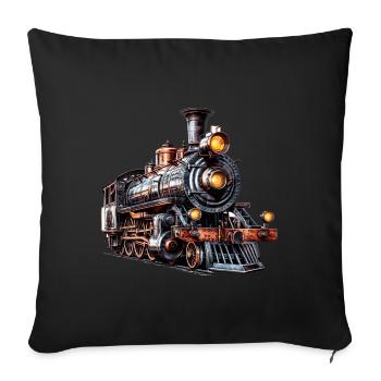 The steam locomotive, a toy for adults - Sofa pillowcase 17,3'' x 17,3'' (45 x 45 cm) - black - Front