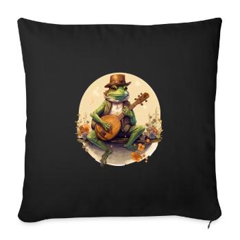 frog banjo cottagecore - Sofa pillowcase 17,3'' x 17,3'' (45 x 45 cm) - black - Front