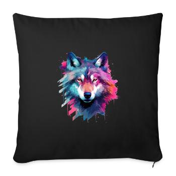 Wolf Galaxy - Sofa pillowcase 17,3'' x 17,3'' (45 x 45 cm) - black - Front