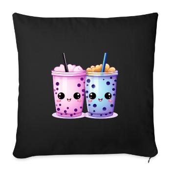 kawaii bubble tea boba tea - Sofakissenbezug 45 x 45 cm - Schwarz - Vorne