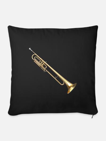 The trombone is a brass instrument - Sofa pillowcase 17,3'' x 17,3'' (45 x 45 cm) - black