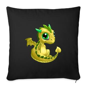 Baby Dragon Yellow | Cute Yellow Baby Dragon - Sofa pillowcase 17,3'' x 17,3'' (45 x 45 cm) - black - Front