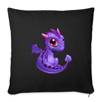 Baby Dragon Purple | Cute Purple Baby Dragon - Sofa pillowcase 17,3'' x 17,3'' (45 x 45 cm) - black - Front
