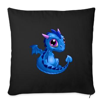 Baby Dragon Blue | Cute Blue Baby Dragon - Sofa pillowcase 17,3'' x 17,3'' (45 x 45 cm) - black - Front