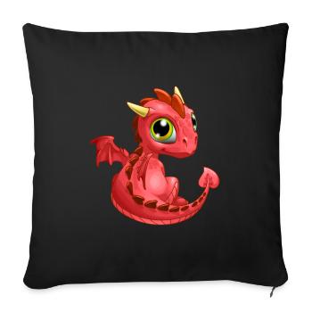 Baby Dragon Red | Cute Red Baby Dragon - Sofa pillowcase 17,3'' x 17,3'' (45 x 45 cm) - black - Front