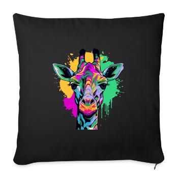 Girafe colorée - Housse de coussin décorative 45 x 45 cm - noir - Devant