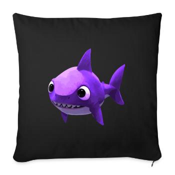 Bébé requin rose - Mignon et élégant - Housse de coussin décorative 45 x 45 cm - noir - Devant