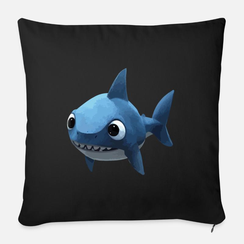 Blauer Babyhai - Süß und Stylisch - Sofakissenbezug 45 x 45 cm - Schwarz