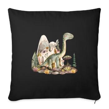 Playful Dinosaur Landscape - Sofa pillowcase 17,3'' x 17,3'' (45 x 45 cm) - black - Front