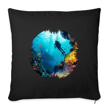 Plongée dans des récifs coralliens colorés - Housse de coussin décorative 45 x 45 cm - noir - Devant
