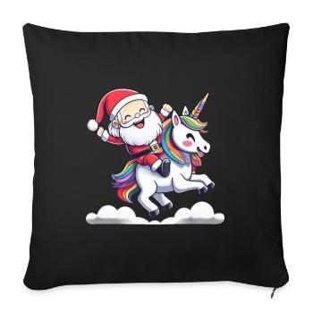 Santa Claus rides a unicorn - Sofa pillowcase 17,3'' x 17,3'' (45 x 45 cm) - black - Front