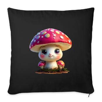 cute toadstool - Sofa pillowcase 17,3'' x 17,3'' (45 x 45 cm) - black - Front