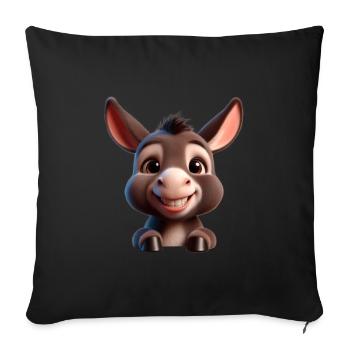 Bébé âne Esel Mule - Housse de coussin décorative 45 x 45 cm - noir - Devant