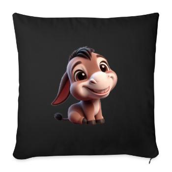 Bébé âne Esel Mule - Housse de coussin décorative 45 x 45 cm - noir - Devant