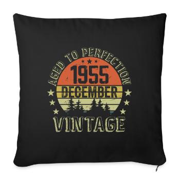 Retro Birthday Gift - Born In December 1955 - Sofa pillowcase 17,3'' x 17,3'' (45 x 45 cm) - black - Front