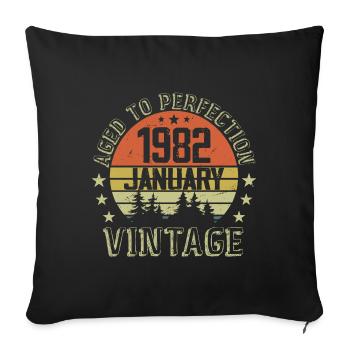 Born In January Birthday Gift January 1982 - Sofa pillowcase 17,3'' x 17,3'' (45 x 45 cm) - black - Front