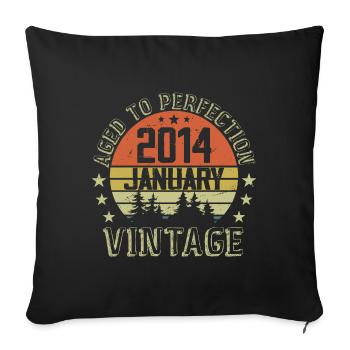 Nées En Janvier Cadeau D'anniversaire Janvier 2014 - Housse de coussin décorative 45 x 45 cm - noir - Devant