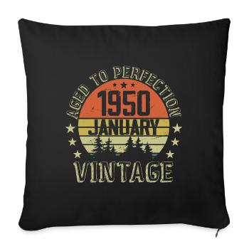 Nées En Janvier Cadeau D'anniversaire Janvier 1950 - Housse de coussin décorative 45 x 45 cm - noir - Devant