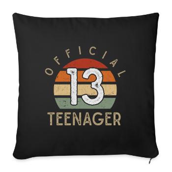 Rétro fille garçon 13 ans adolescent - Housse de coussin décorative 45 x 45 cm - noir - Devant