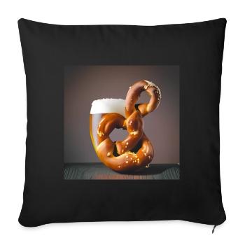 Bière Bretzel Chope - Housse de coussin décorative 45 x 45 cm - noir - Devant