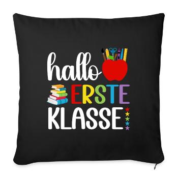 Schulkind 2024 Mädchen Regenbogen Einschulung 2024 - Sofakissenbezug 45 x 45 cm - Schwarz - Vorne