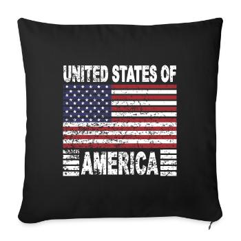 USA flag America - Sofa pillowcase 17,3'' x 17,3'' (45 x 45 cm) - black - Front