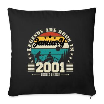 January 2001. Birthday gift January 2001. - Sofa pillowcase 17,3'' x 17,3'' (45 x 45 cm) - black - Front
